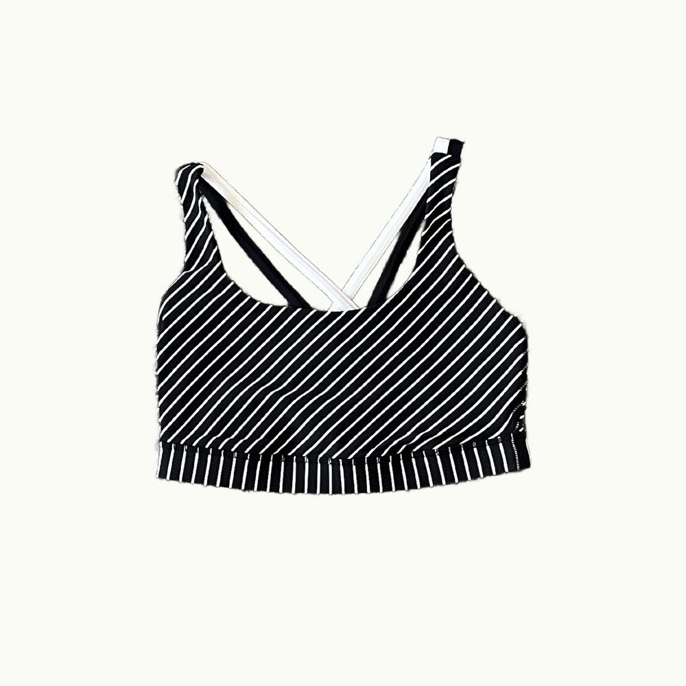 Lululemon Athletica Black and White Striped Sports Bra Size 6